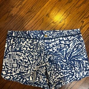 Lilly Pulitzer Navy and White Printed Jean Shorts